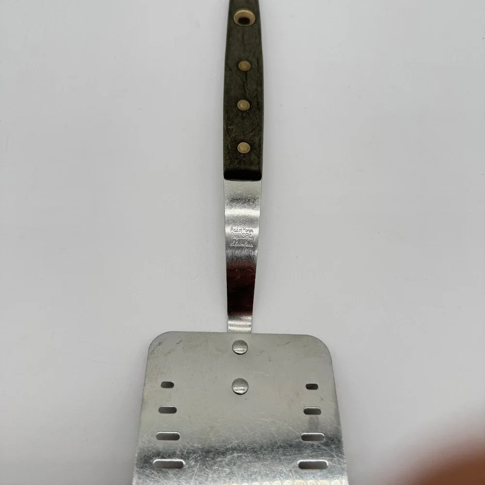 Vintage Maid of Honor Slotted Spatula Stainless Steel Wood Handle Made in USA